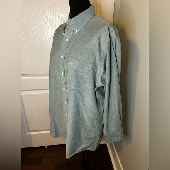 Lands End Mint Green Long Sleeve Collared Button Up Dress Shirt Mens L 17-33 EUC - Picture 2 of 6